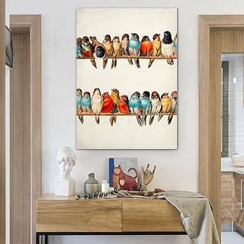 Amazon.co.jp: ヴィンテージ鳥ポスターレトロ壁アートカラフルな